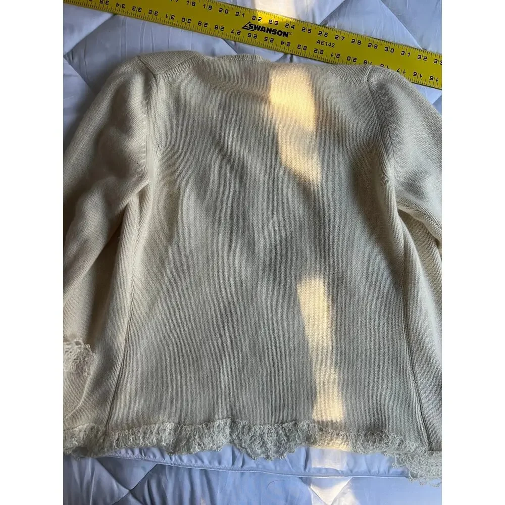 2006 Chanel Knit Cashmere Lace Cream Cardigan